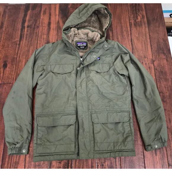Patagonia Patagonia Isthmus Parka Coat fleeced lined green jacket mens size S - Picture 1 of 6